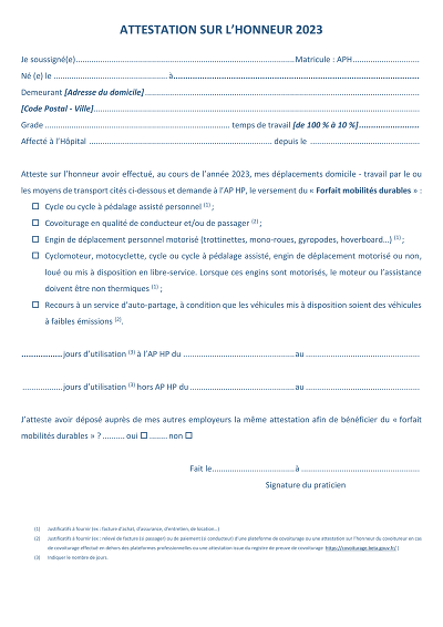 Attest Forfait Mobilité - Déclare usage de covoiturage pour forfait mobilité