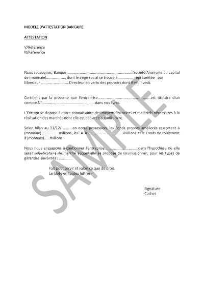 Attestation banque - Certifie le solde et capacités financières d’une entreprise