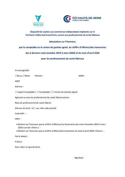 Attestation CA 6 mois - Atteste CA des 6 derniers mois et avril