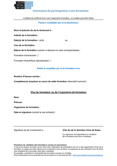 Attestation Doctorant - Certificat de participation pour doctorants