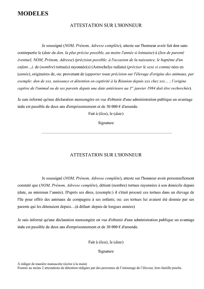 Attestation don familial - Modèles d’attestations sur l’honneur de don