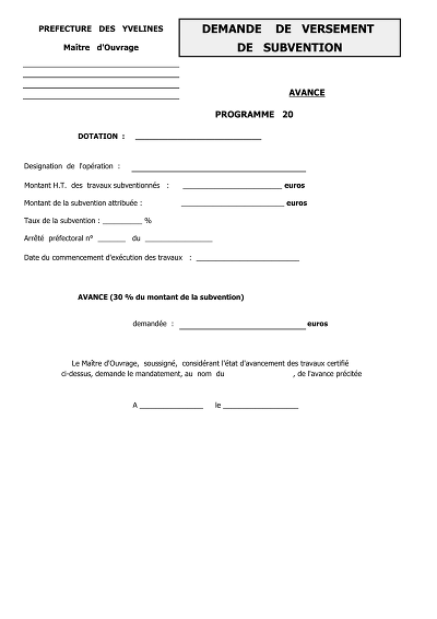 Avance et Acompte - Forms for requesting advance or progress payments