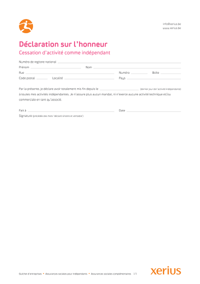 Cessation indép. - Fin d’activité en tant qu’indépendant