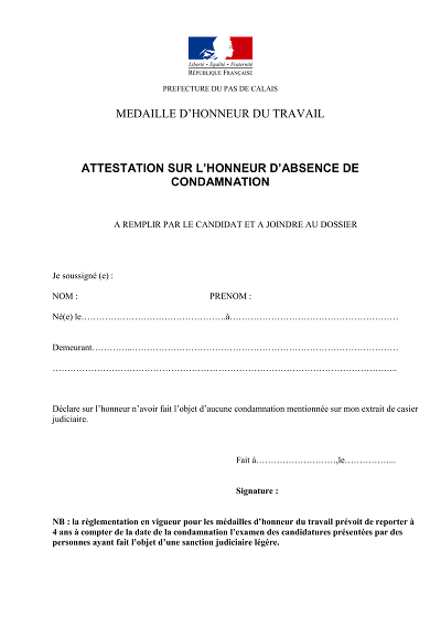 Non-condamnation - Attestation de non-condamnation judiciaire