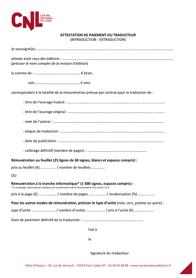 Paiement Traducteur - Attestation de paiement pour traduction