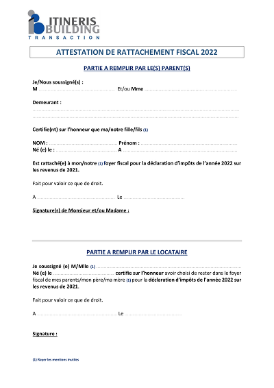Rattachement fiscal 2022 - Certifie le rattachement fiscal pour la déclaration 2022