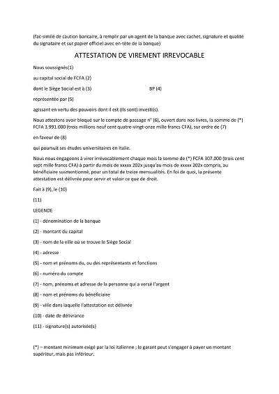 Virement irrévocable - Modèle attestation virement irrévocable